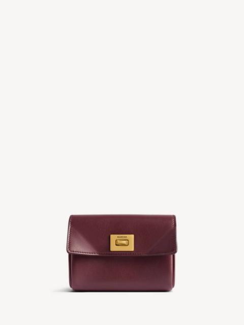 BALENCIAGA Women's Rodeo Flap Card Holder in Burgundy