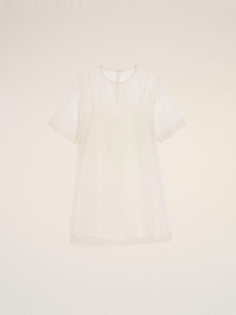 AMI Paris WHITE SILK MINI TRAPEZE DRESS