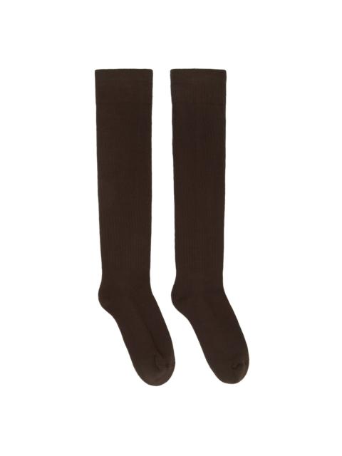 Rick Owens Brown Cotton Knee-High Socks