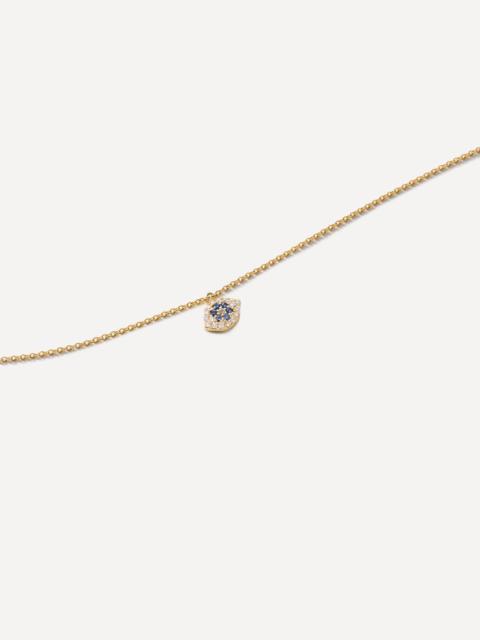 ROXANNE FIRST 14ct Gold Blue Sapphire and Diamond Evil Eye Pendant Necklace