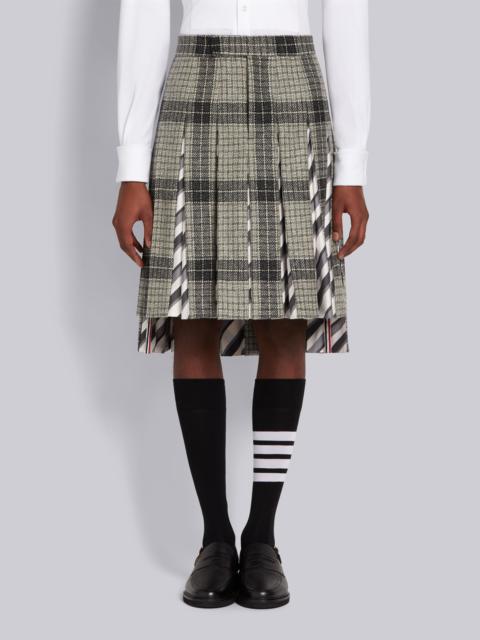 Thom Browne Medium Grey Grid Windowpane Check British Wool Combo Insert Classic Rise Backstrap Pleated Skirt