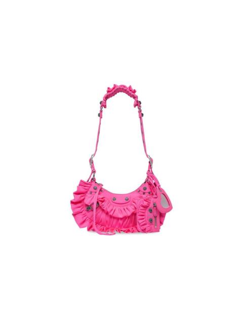 Women's Le Cagole Xs Shoulder Bag With Ruffles  in Acid Pink