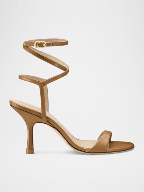 Stuart Weitzman Nudist Leather Ankle-Wrap Sandals