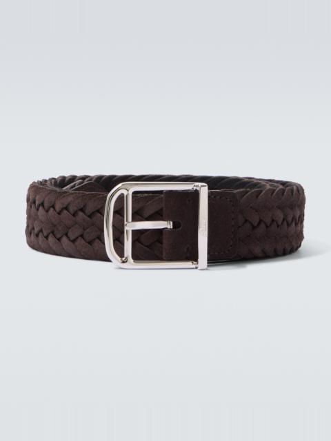 Brioni Braided suede belt