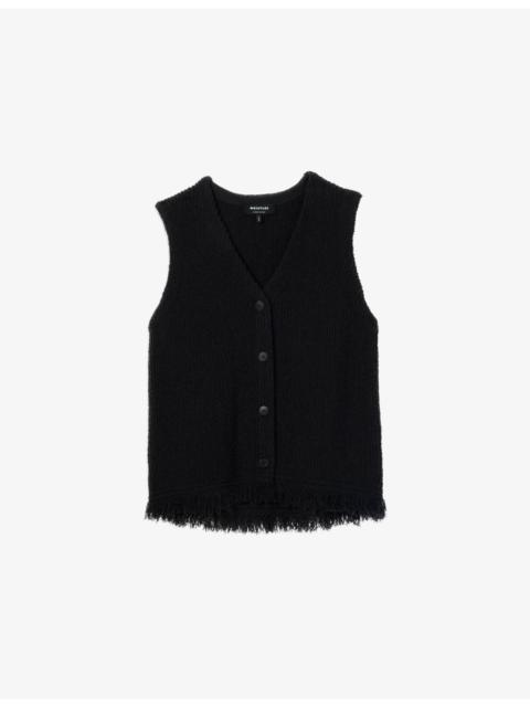 WHISTLES Fringe-Trim Boucle-Knit Tank Top