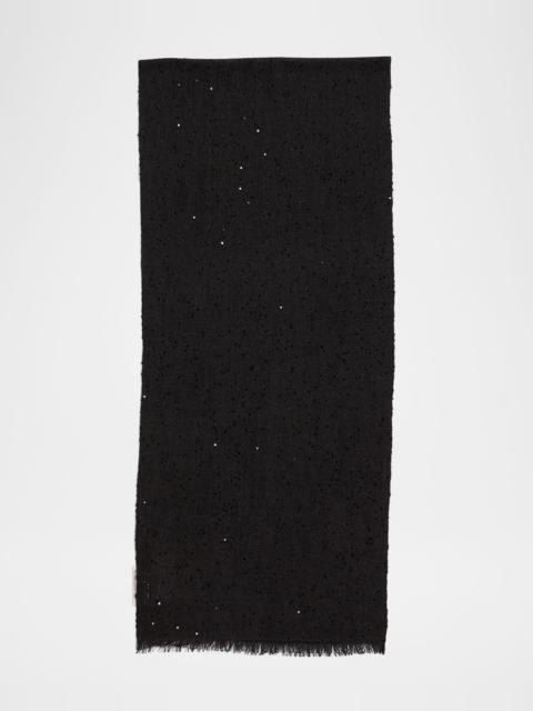 Cashmere Silk Scarf with Paillette Details