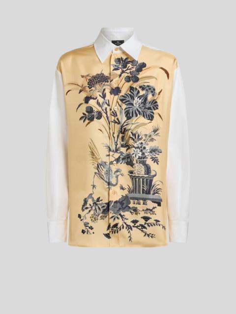 Etro COTTON AND SILK SHIRT WITH PLACED FLORAL PRINT ON THE FRONT