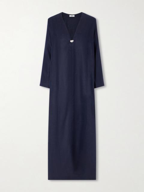 SARA CRISTINA Pearl-embellished Linen Kaftan