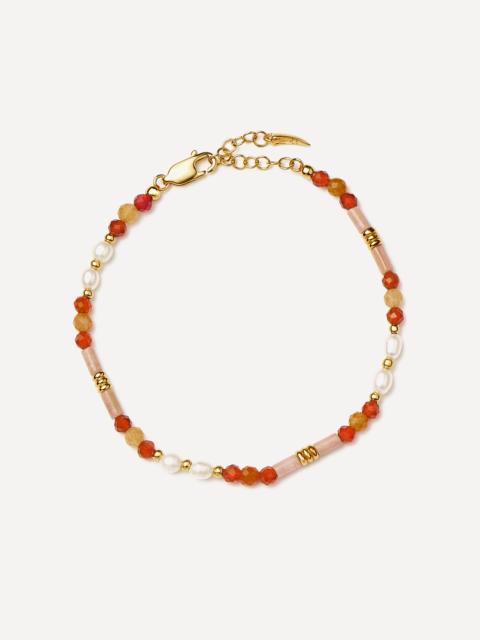 MISSOMA 18ct Gold-Plated Paloma Pink Beaded Gemstone and Pearl Bracelet