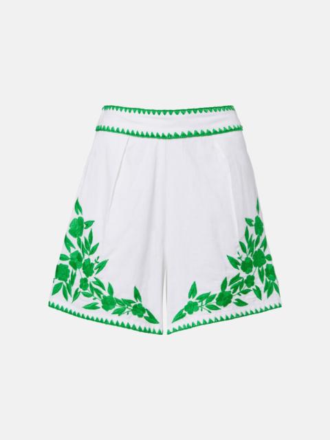 juliet dunn Embroidered cotton and linen shorts