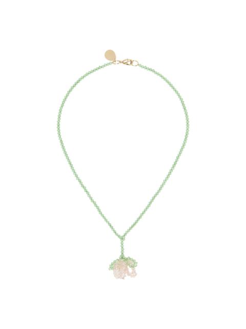 Pink & Green Cluster Flower Necklace