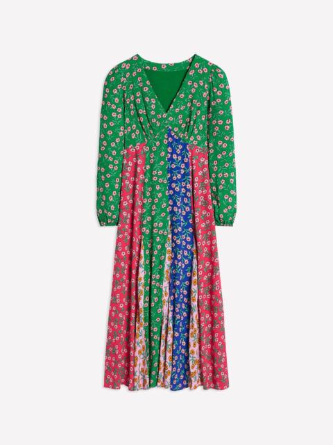 BODEN Lisa Long Sleeve Tea Dress-Hotched, Carnation Sprig
