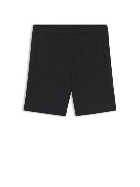 BOSS LOGO-EMBROIDERED SHORTS IN COTTON-BLEND PIQUE JERSEY