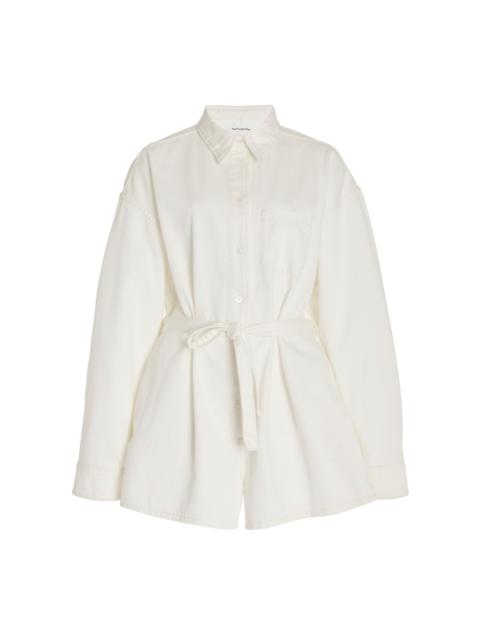 The Frankie Shop Wren Button-Down  Denim Playsuit white