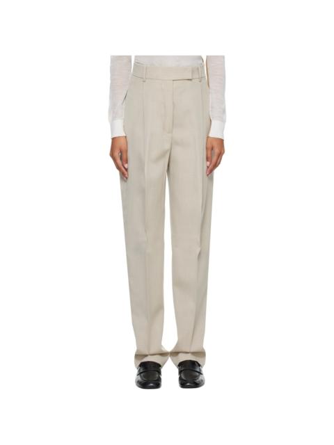 RÓHE Beige Daria Single Pleat Straight Leg Trousers