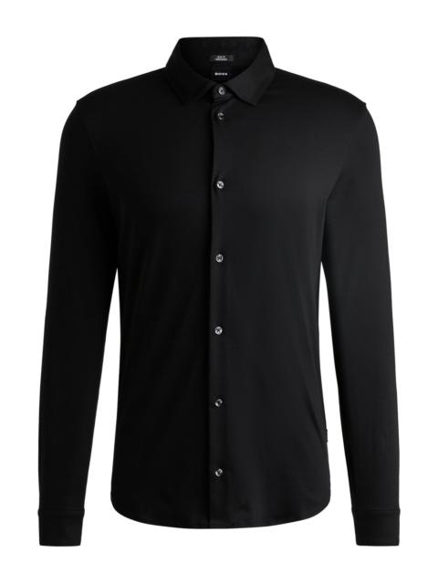 BOSS SLIM-FIT LONG-SLEEVED SHIRT IN MERCERIZED COTTON