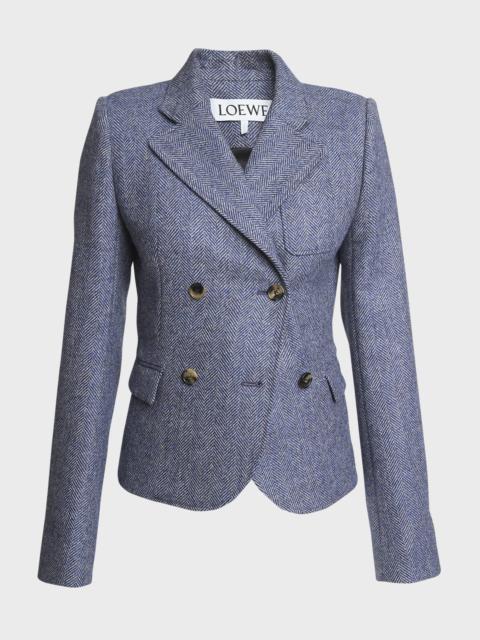 Loewe Shrunken Double-Breasted Wool Blazer Jacket