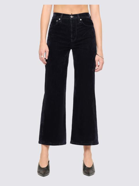 RE/DONE High Rise Wide Leg Crop - Navy Flocked