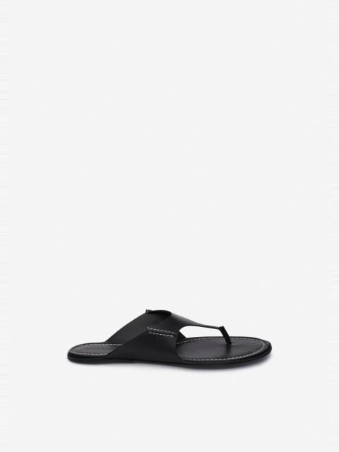 MAGDA BUTRYM Leather thong flat sandals in black