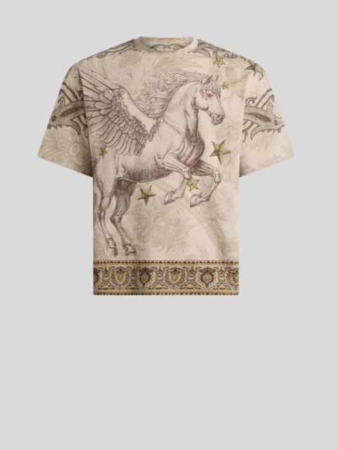 Etro COTTON JERSEY T-SHIRT WITH PLACED PEGASO PRINT