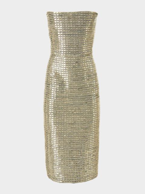 CAROLINA HERRERA Strapless Embellished Midi Dress