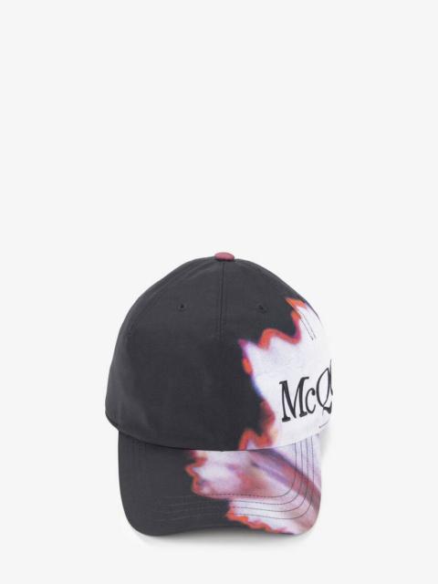 Alexander McQueen Men's Luminous Flower Baseball Cap in Black/multicolor