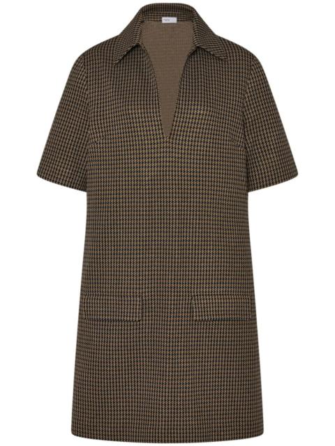 ROSETTA GETTY polo-collar houndstooth minidress