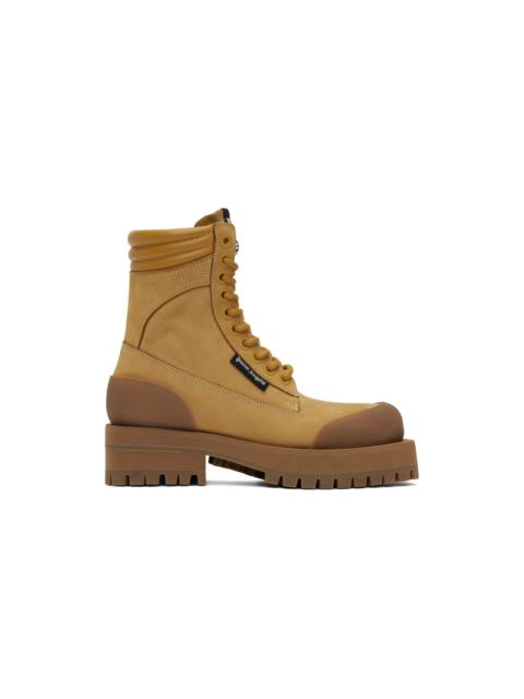 Palm Angels Tan Paneled Ankle Boots