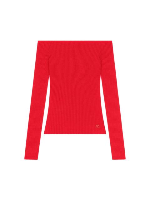 courrèges ribbed off-shoulder top