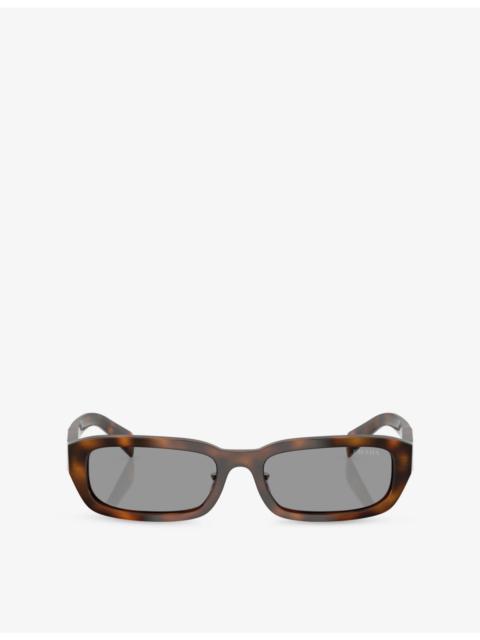 Prada PR B06S Rectangle-Frame Tortoiseshell Acetate Sunglasses