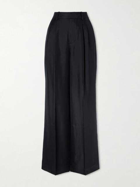 LISA YANG Pleated Silk-twill Wide-leg Pants