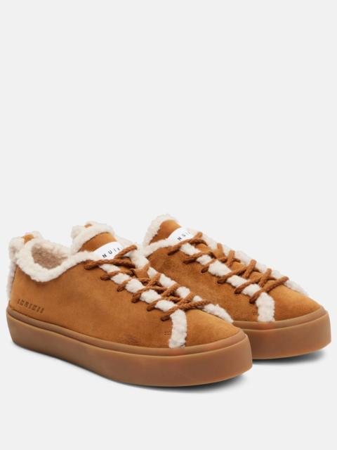 INUIKII Shearling-trimmed suede low-top sneakers