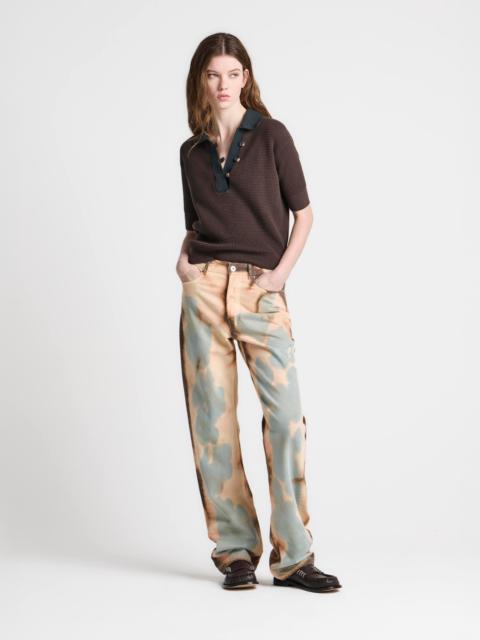JW Anderson WOMENS STRAIGHT LEG BLEACHED DENIM JEANS IN PEACH