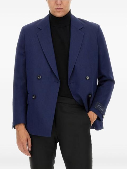 BOSS logo-tab wool blazer