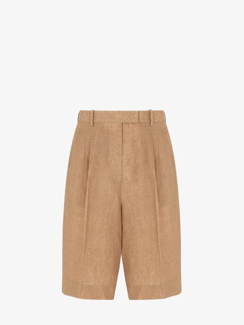 FENDI Beige linen Bermudas