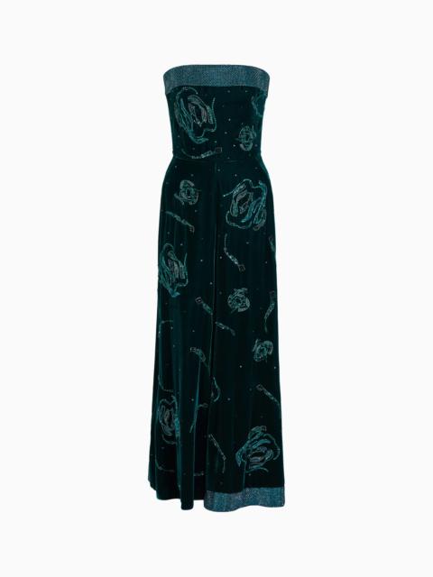 GIORGIO ARMANI VELVET BUSTIER DRESS WITH CRYSTAL EMBROIDERY