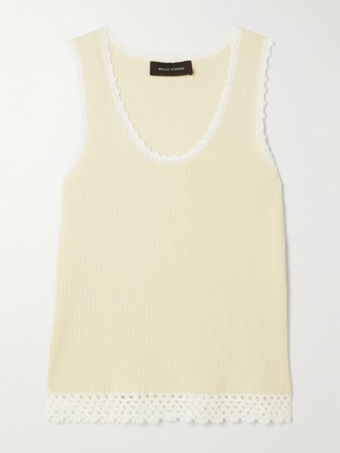 WALES BONNER Alice Crochet-trimmed Knitted Cotton-blend Tank