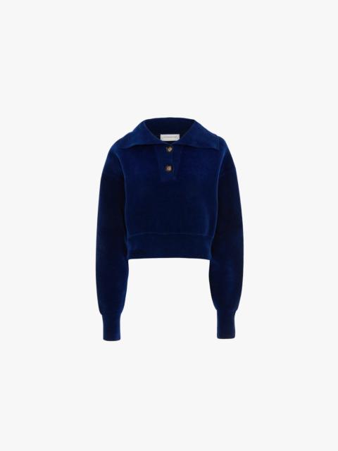 Victoria Beckham Collared Jumper In Bright Navy