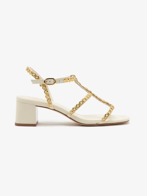 Milanina Block Sandal In Ivory Leather