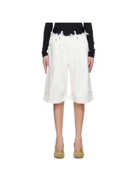 ALAINPAUL White Knee Denim Shorts