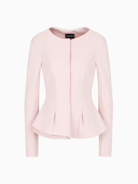 EMPORIO ARMANI Flared single-breasted jacket in stretch Milano-stitch fabric