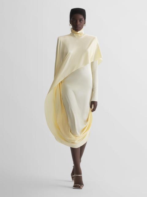 MUGLER butter yellow cascade dress