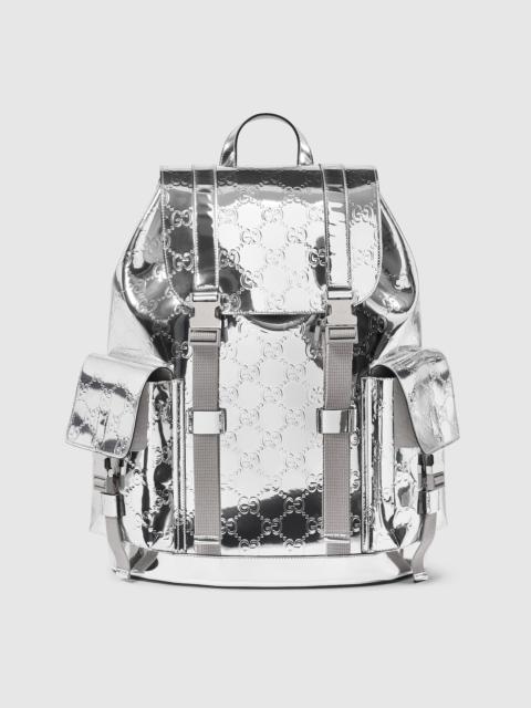 GUCCI Large mirror-effect GG backpack