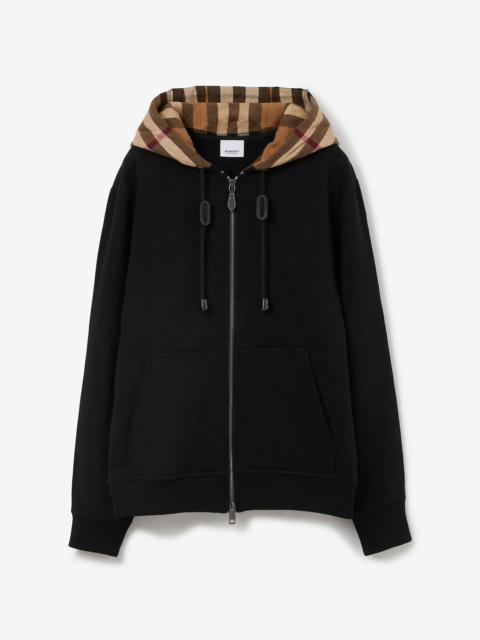 Check Hood Cotton Hooded Top