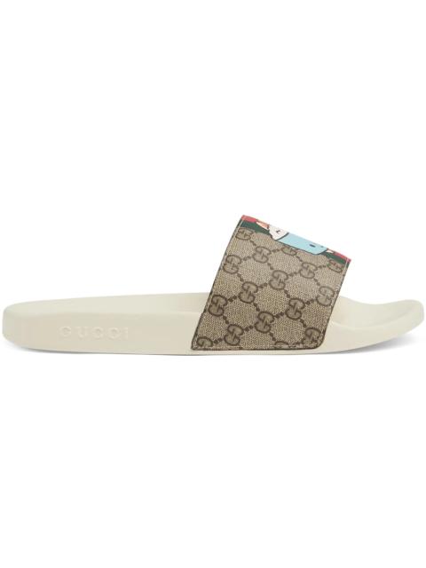 GUCCI Gucci Animal Web Slides Beige