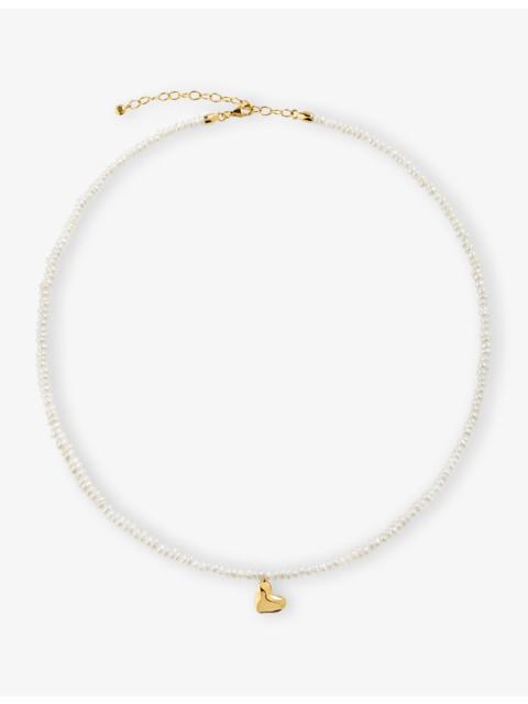 MONICA VINADER Heart Mini 18ct Yellow Gold-Plated Vermeil Sterling-Silver Pearl Necklace