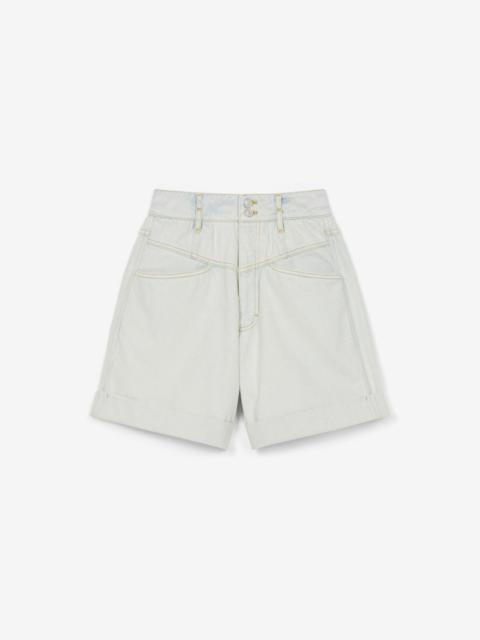 High-waisted organic denim shorts