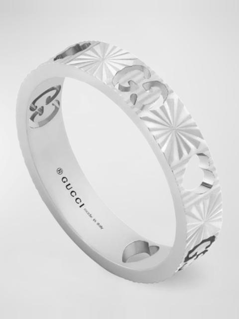 GUCCI 18k White Gold Icon Heart Ring