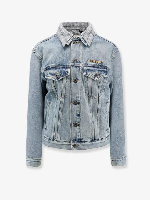 Miu Miu Denim Jacket With Madras Lining