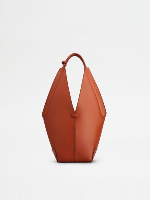 Tod's TOD'S DI BAG FOLIO SHOULDER BAG IN LEATHER SMALL - ORANGE